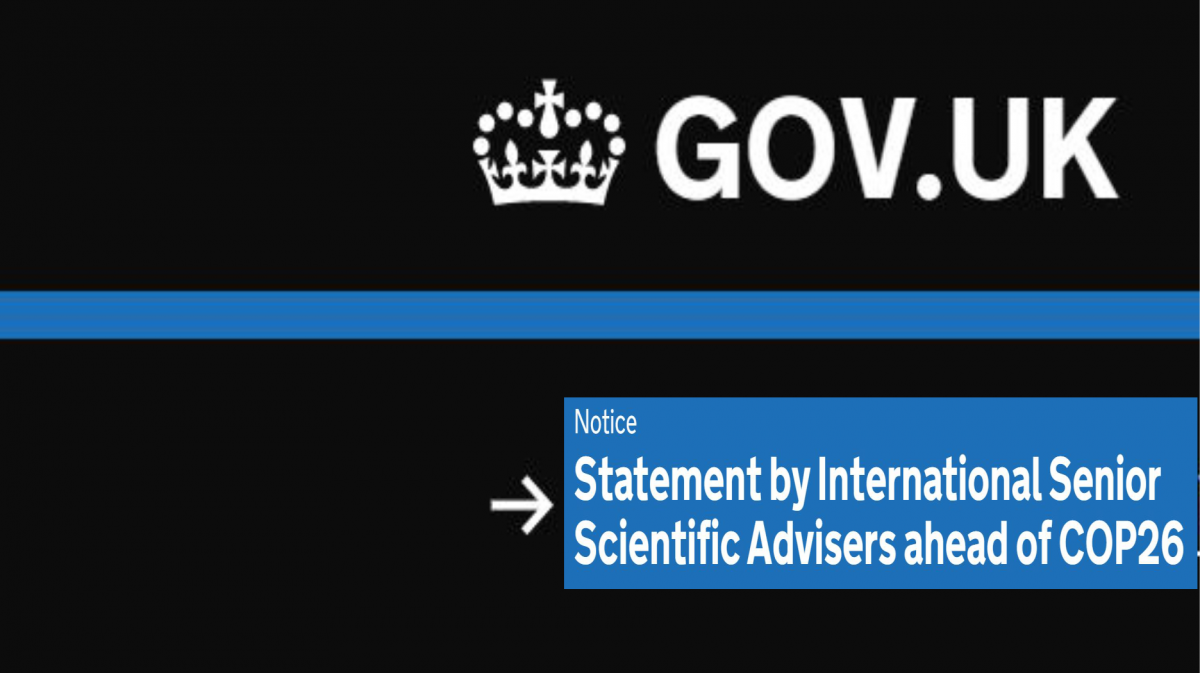 STATEMENT BY INTERNATIONAL SENIOR SCIENTIFIC ADVISERS AHEAD OF COP26